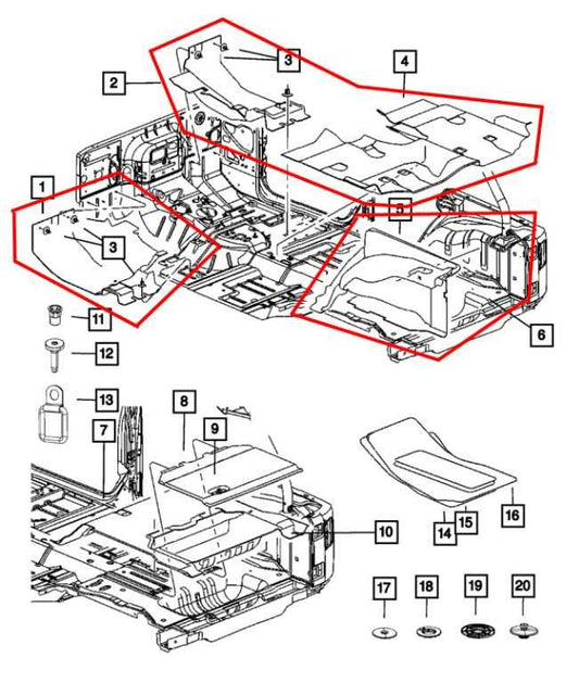 2014-18 Jeep Wrangler Front and Rear RH and LH Floor Carpets Mat Set 5PL271X9AA - Alshned Auto Parts