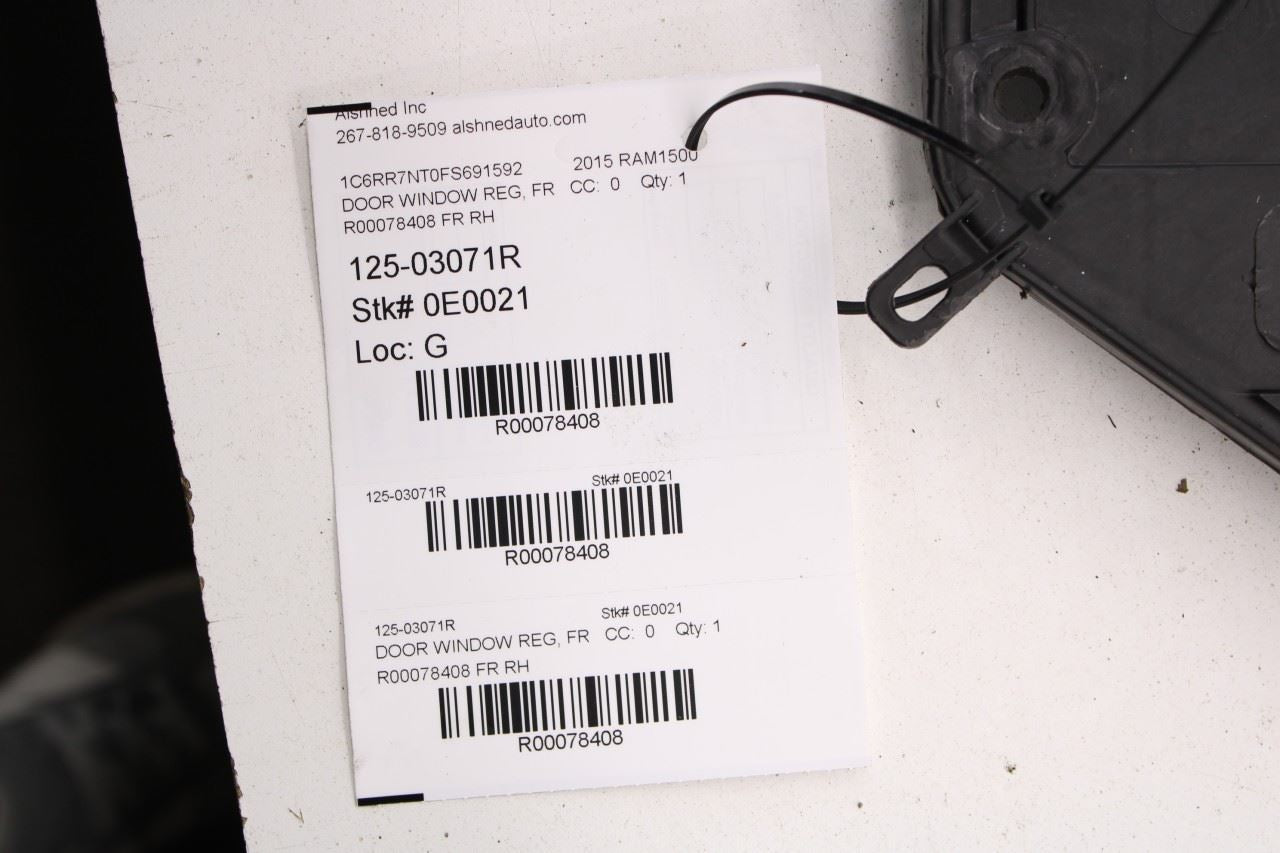 13-2018 RAM 1500 Laramie Front Right Door Window Regulator w/ Carrier and Motor - Alshned Auto Parts