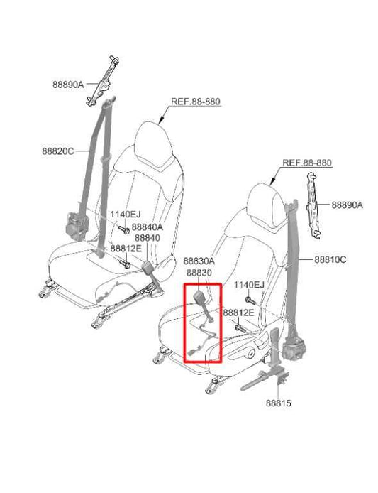 2023-25 Kia Sportage Hybrid EX 1.6L Front Seat Driver Left Side Seat Belt Buckle - Alshned Auto Parts