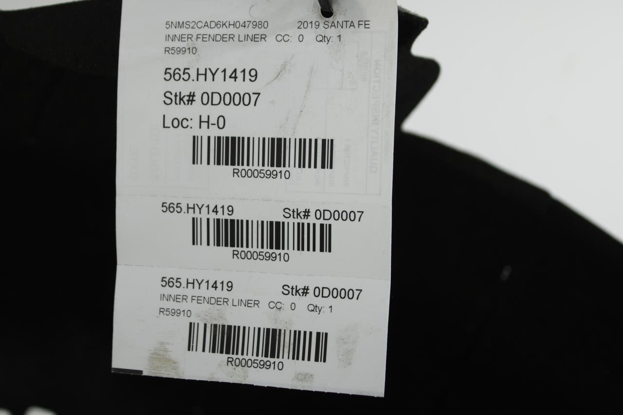 2019-20 Hyundai Santa Fe Rear Left Wheelhouse Liner Splash Guard 86821-S2000 OEM - Alshned Auto Parts