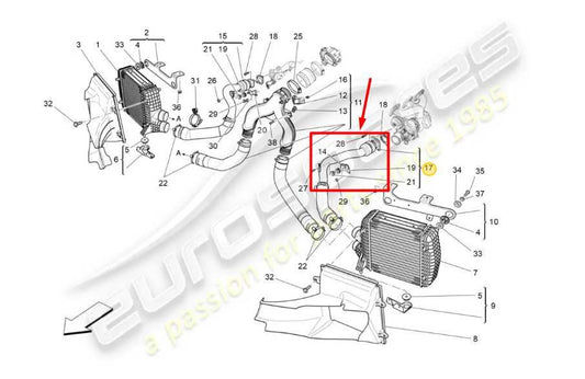 14-20 Maserati Ghibli 3.0L Left Side Engine Intercooler Tube Pipe Line 670039060 - Alshned Auto Parts