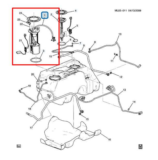 2012-2017 Equinox LS 2.4L Fuel Pump Assembly 13506689 OEM - Alshned Auto Parts