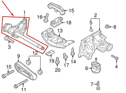 2011-2016 Porsche Panamera 4 3.6L AWD Right Side Engine Carrier Mount Bracket - Alshned Auto Parts