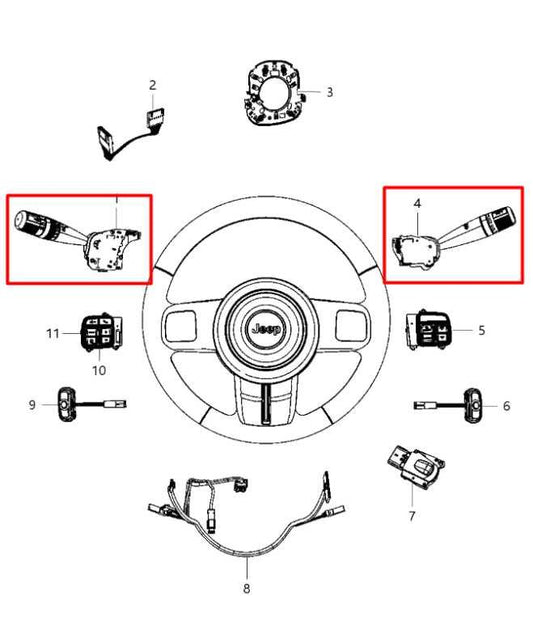 2007-18 Jeep Wrangler Sport 3.6L Steering Column Light Turn Signal Wiper Switch - Alshned Auto Parts