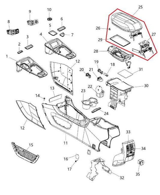 14-18 Jeep Cherokee Limited Front Center Console Armrest Storage Lid 1WZ791X9AD - Alshned Auto Parts