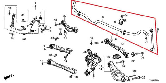 2019-2025 Acura RDX SH-AWD Rear Suspension Stabilizer Sway Bar 52300-TJB-A04 OEM - Alshned Auto Parts