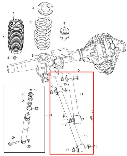 14-18 Ram 2500 Tradesman Crew Cab 2WD Rear Suspension Left Side Control Arm Set - Alshned Auto Parts