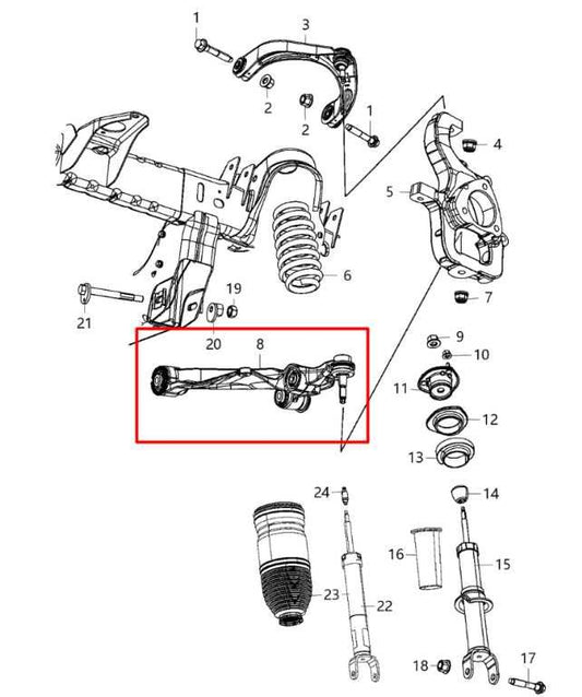 2019-25 Ram 1500 Big Horn Crew Cab Front Suspension Right Side Lower Control Arm - Alshned Auto Parts