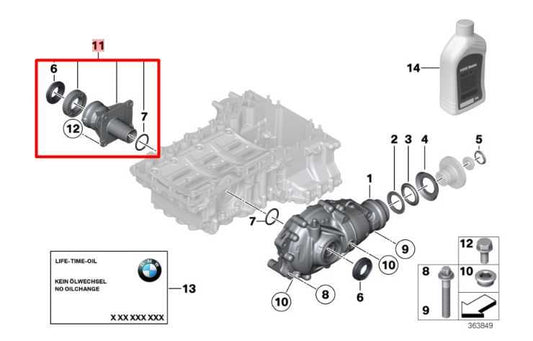 2011-17 BMW X3 xDrive28i 2.0L AWD Front Axle Support Bearing Bracket 31507601996 - Alshned Auto Parts