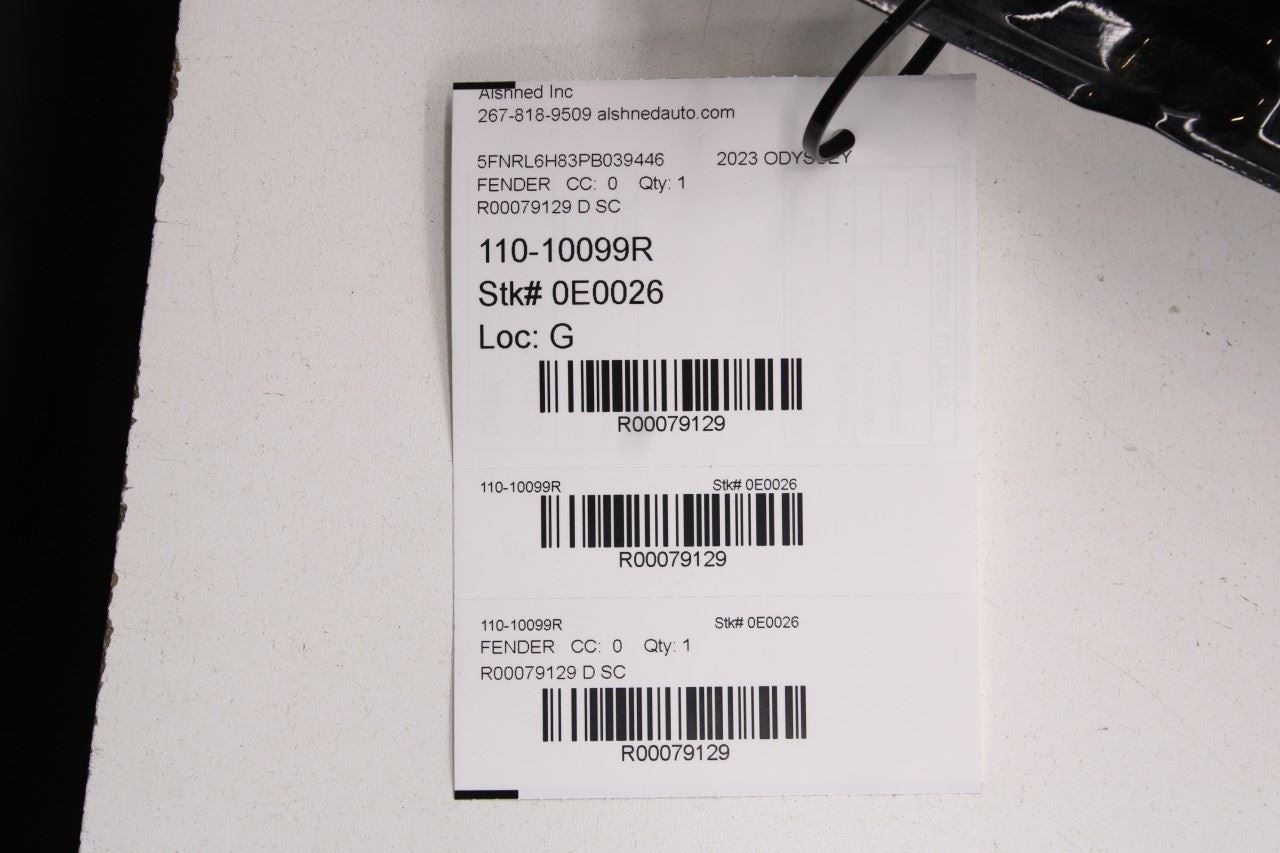 18-26 Honda Odyssey Touring Front Right Side Fender Panel 60211-THR-305ZZ *ReaD* - Alshned Auto Parts