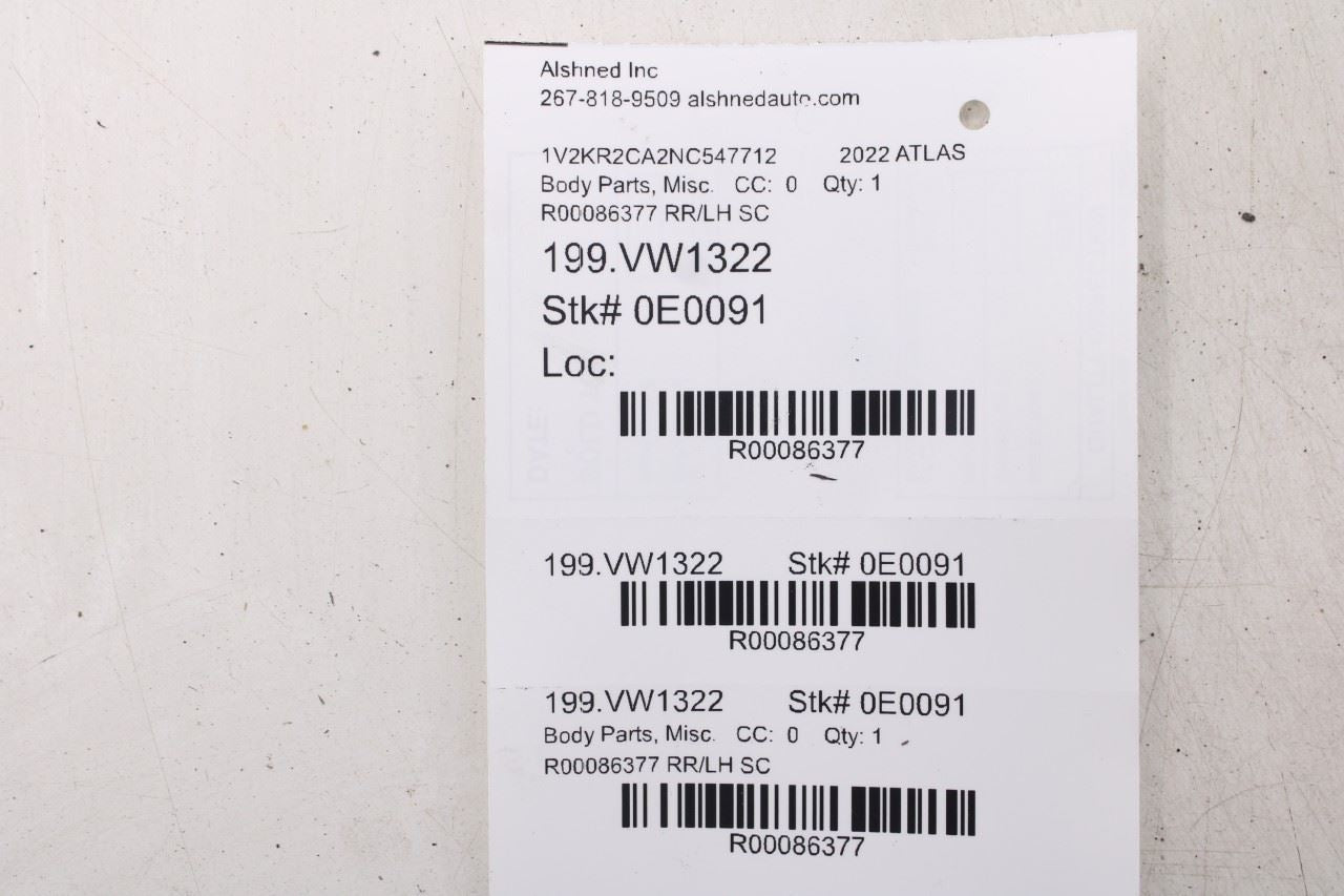2021-25 Volkswagen Atlas SE Rear Left Fender Wheel Opening Molding 3CN853817C9B9 - Alshned Auto Parts
