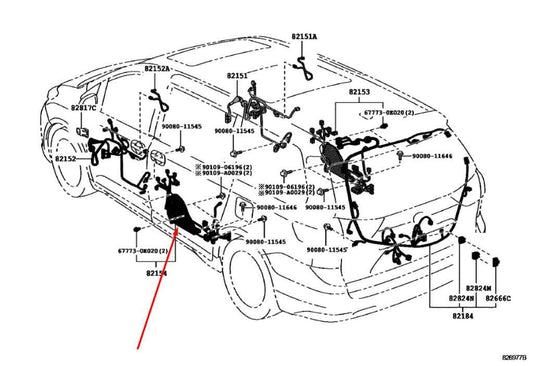 2017-2020 Toyota Sienna LE Rear Left Driver Side Door Wire Harness 82054-08051 - Alshned Auto Parts