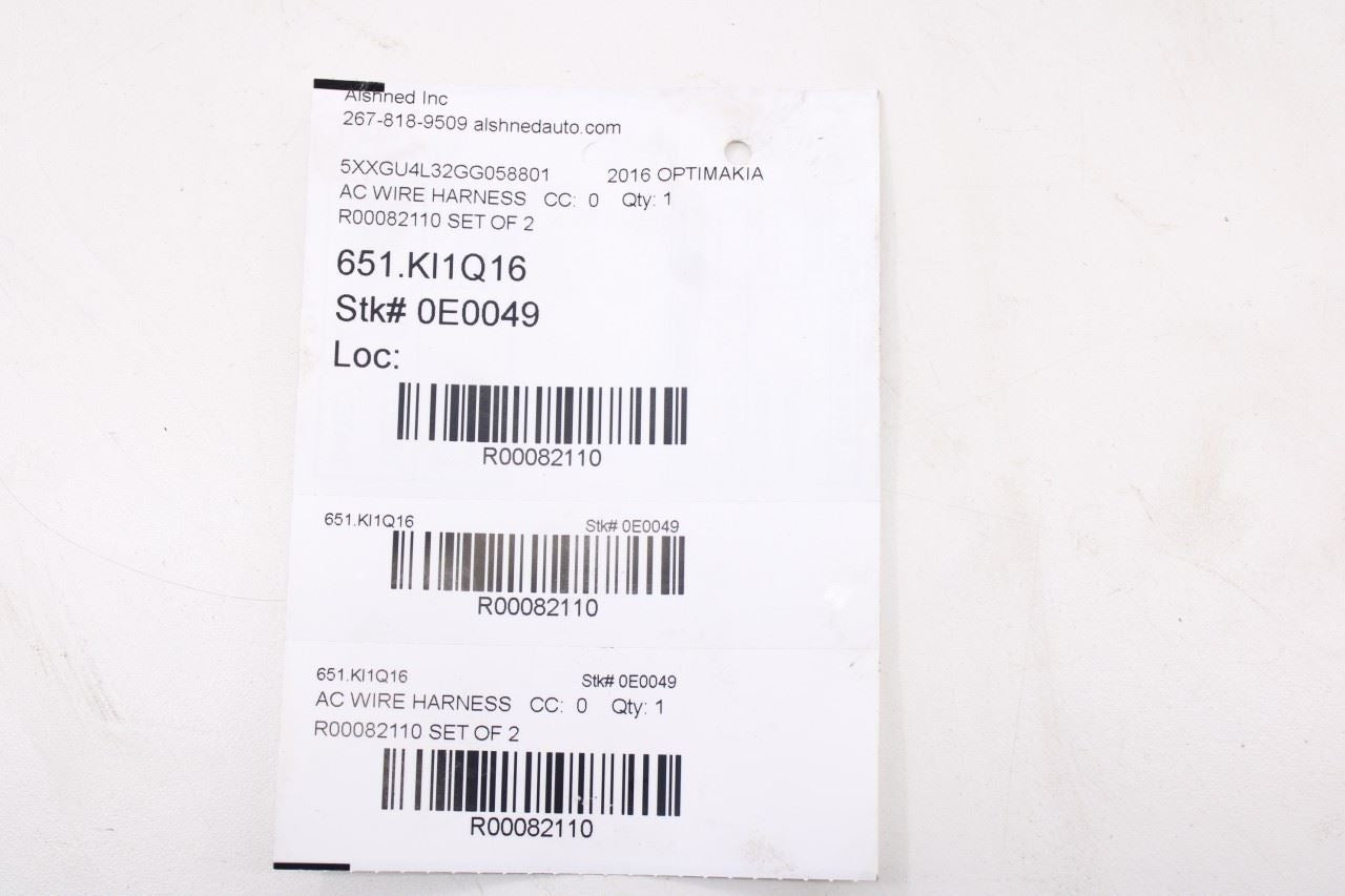 2016-18 Kia Optima EX 2.4L AC Conditioning Suction Liquid and Discharge Hose Set - Alshned Auto Parts
