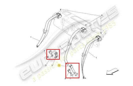 14-21 Maserati Ghibli S Q4 Rear Right and Left Side Center Seat Belt Buckle Set - Alshned Auto Parts