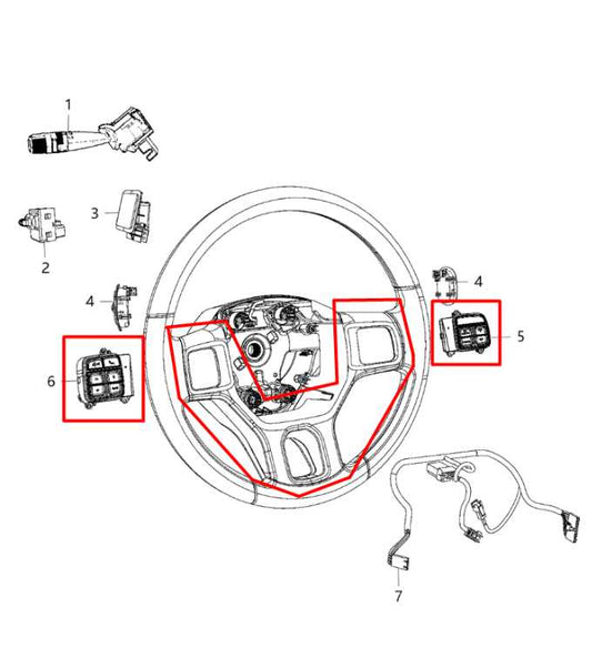 13-20 Ram 1500 Big Horn Steering Wheel Cruise Control and Audio Control Switches - Alshned Auto Parts