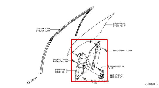 2014-2024 Infiniti Q50 Premium Front Right Side Door Window Regulator w/ Motor - Alshned Auto Parts