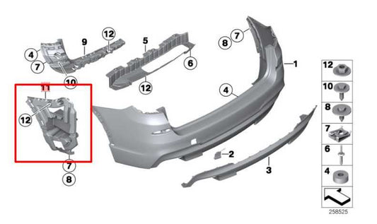 11-17 BMW X3 xDrive28i Rear Right Side Outer Bumper Cover Support Mount Bracket - Alshned Auto Parts