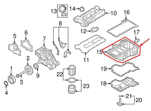 2010-2015 BMW 750Li xDrive 4.4L AWD Engine Motor Upper Oil Pan 11137621071 OEM - Alshned Auto Parts