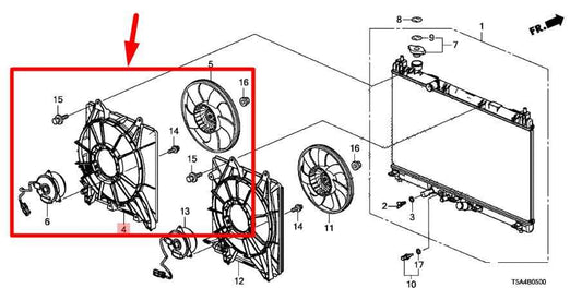 2015-20 Honda Fit LX 1.5L Left Radiator Cooling Fan Motor Assy 19015-5R1-003 OEM - Alshned Auto Parts