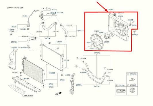 2014-2019 Kia Soul 1.6L Left Radiator Cooling Fan Motor Assembly 25380-B2000 OEM - Alshned Auto Parts