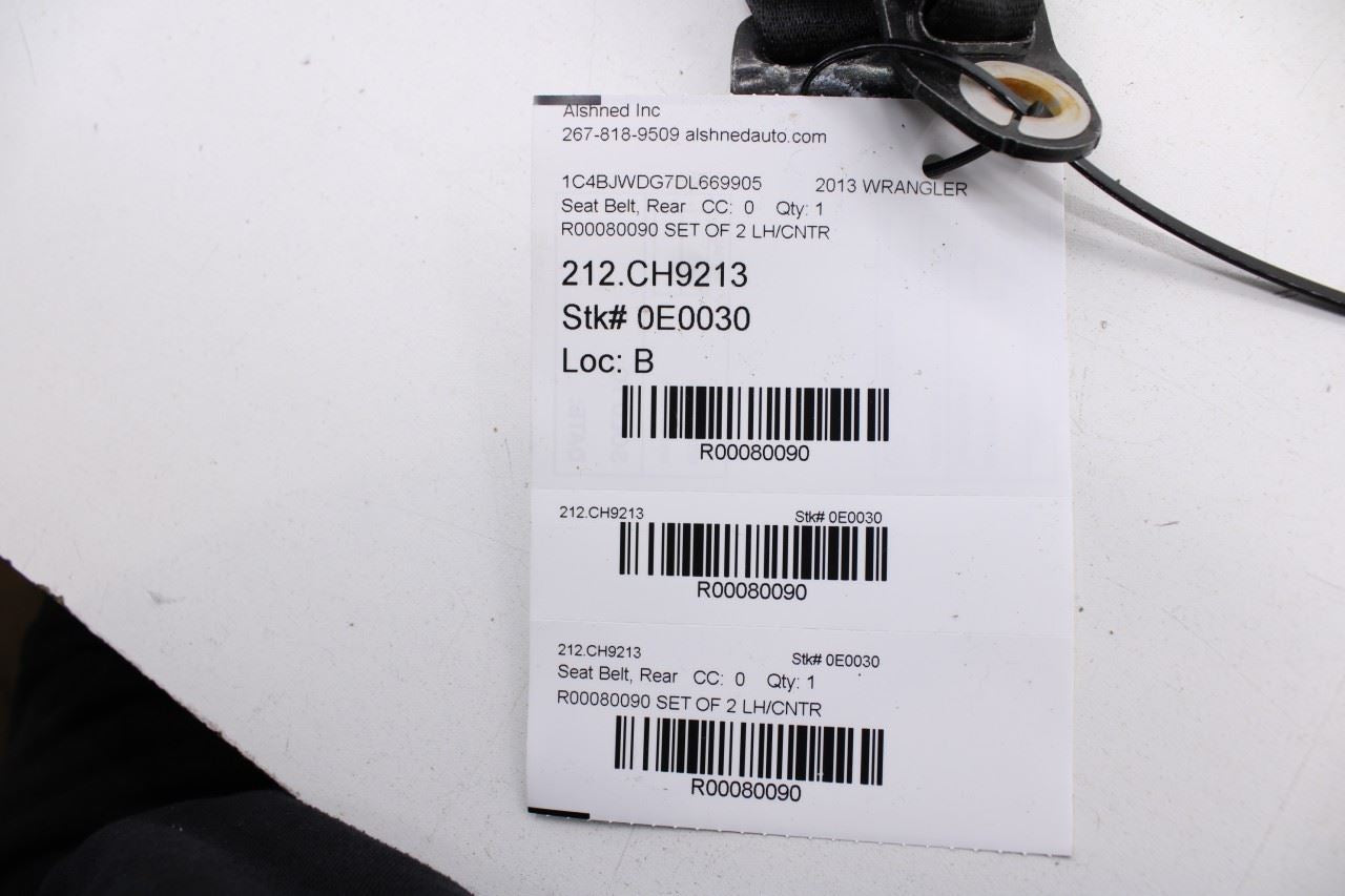 11-18 Jeep Wrangler Sport Rear Left Side and Center 2nd Row Seat Belt Buckle Set - Alshned Auto Parts