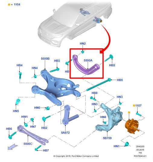 20-25 Ford Explorer AWD Rear Right Suspension Upper Control Arm LB5C-5500-AC OEM - Alshned Auto Parts