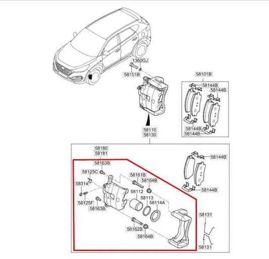 2018-2021 Hyundai Tucson Value Front Right Side Brake Disc Caliper 58190-D3A10 - Alshned Auto Parts