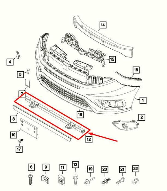 2015-22 Ram ProMaster City Front Bumper Radiator Support Tie Bar 68266801AA OEM - Alshned Auto Parts
