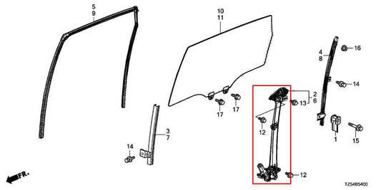 14-20 Acura MDX Advance Rear Right Door Window Regulator /w Motor 72710-TZ5-A01 - Alshned Auto Parts