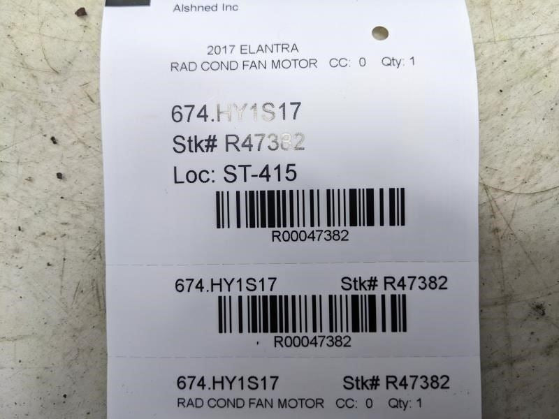 2017-2020 Hyundai Elantra Radiator Cooling Fan Motor Assembly 25380F3300 OEM - Alshned Auto Parts