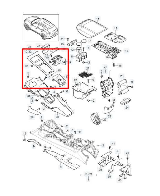 11-18 Porsche Cayenne Platinum Console Shifter Bezel Trim w/ Storage Tray *ReaD* - Alshned Auto Parts