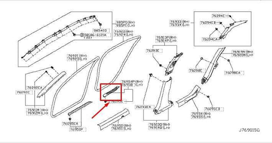 14-2023 Infiniti Q50 Luxe Rear Right and Left Door Sill Scuff Plate 769B2-4GA0A - Alshned Auto Parts