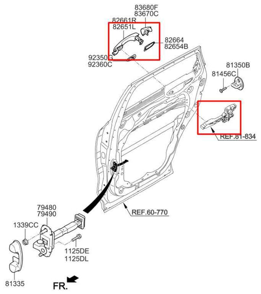2015-2020 Kia Sorento EX 3.3L AWD Rear Passenger Right Side Door Exterior Handle - Alshned Auto Parts