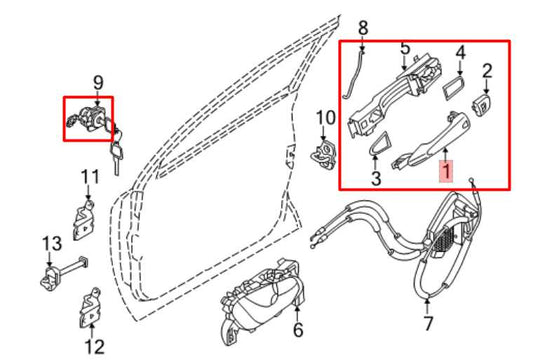 17-22 Nissan Rogue Sport SL 2.0L AWD Front Driver Left Side Door Exterior Handle - Alshned Auto Parts