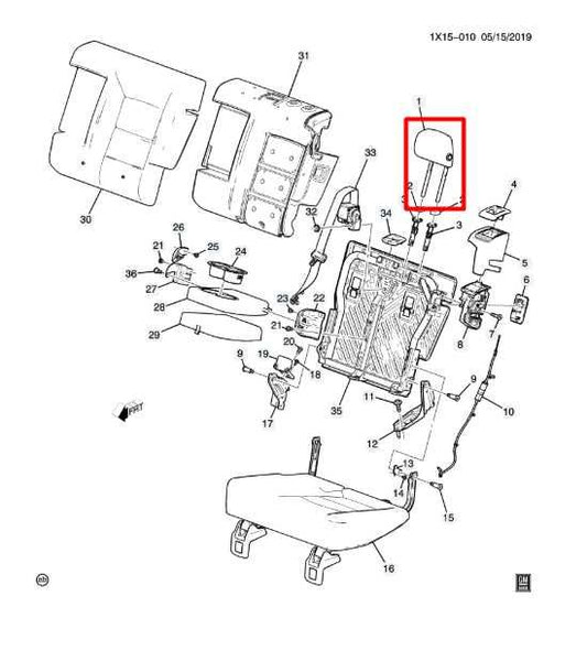 18-20 Chevrolet Equinox LT Rear LH or RH Side 2nd Row Seat Headrest 84677234 OEM - Alshned Auto Parts