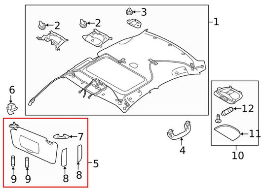 2020-2024 Subaru Legacy Premium Front Right Sun Visor w/ Mirror 92011AL14BME OEM - Alshned Auto Parts