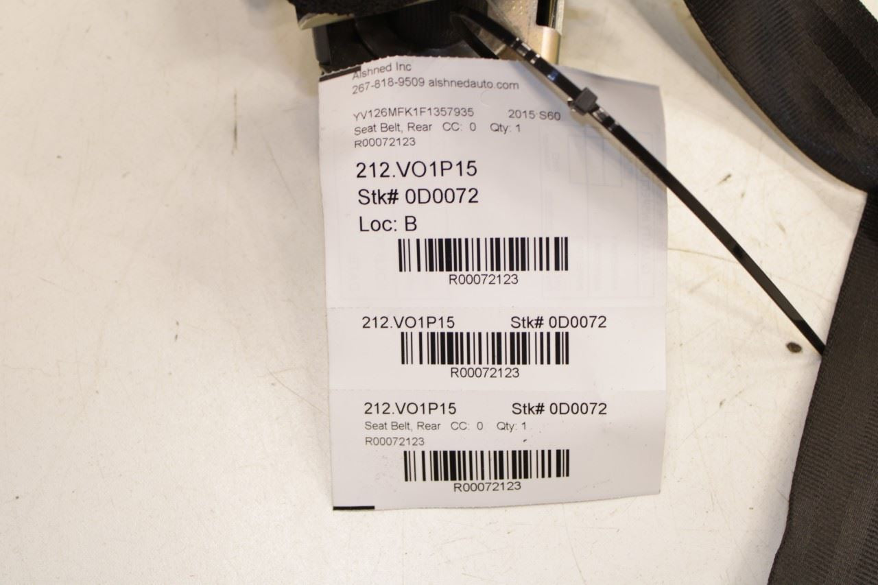 15-16 Volvo S60 T5 Premier 2.0L Rear Driver LH Side 2nd Row Seat Belt Retractor - Alshned Auto Parts