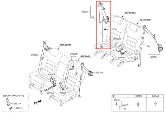 15-20 Kia Sorento EX 3.3L Rear Passenger Right Side 3rd Row Seat Belt Retractor - Alshned Auto Parts