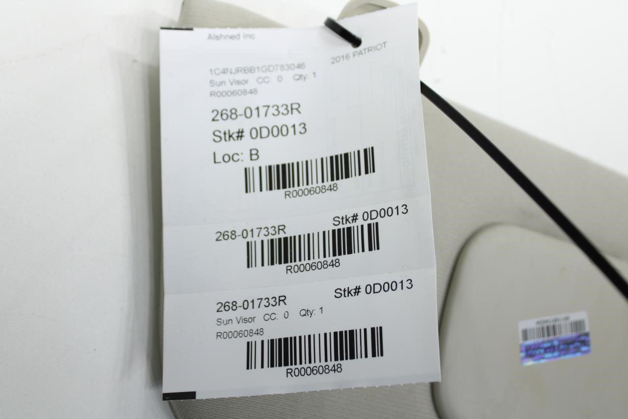 2010-17 Jeep Patriot Sport SE Front Right Side Sun Visor w/ Mirror YD98HDAAA OEM - Alshned Auto Parts
