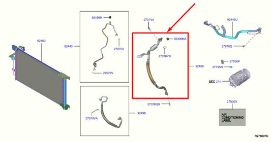 2019-21 Nissan Altima SL 2.5L A/C Refrigerant Suction Hose Pipe Line 92480-6CA0A - Alshned Auto Parts