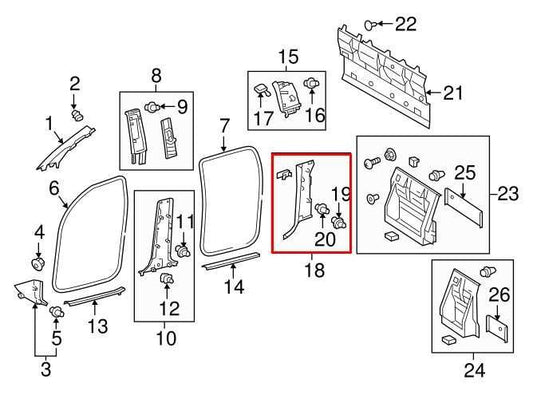 2015-2023 Toyota Tacoma RearLeft Lower C-Pillar Trim Cover Panel 62514-04060-C0 - Alshned Auto Parts