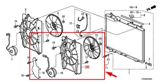 14-20 Acura MDX Tech 3.5L RH Condenser Cooling Fan Motor Assy 38615-5J6-A01 OEM - Alshned Auto Parts