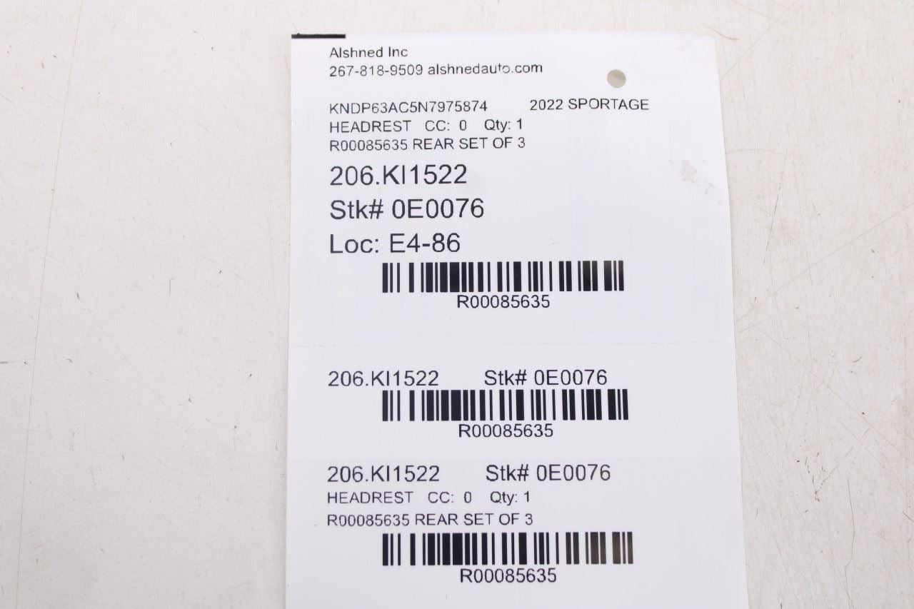 20-22 Kia Sportage Nightfall Rear RH Left Side and Center 2nd Row Seat Headrest17