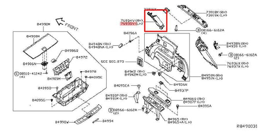 14-20 Infiniti QX60 Rear Left Quarter C-Pillar Upper Trim Cover 76943-3JA0A OEM - Alshned Auto Parts