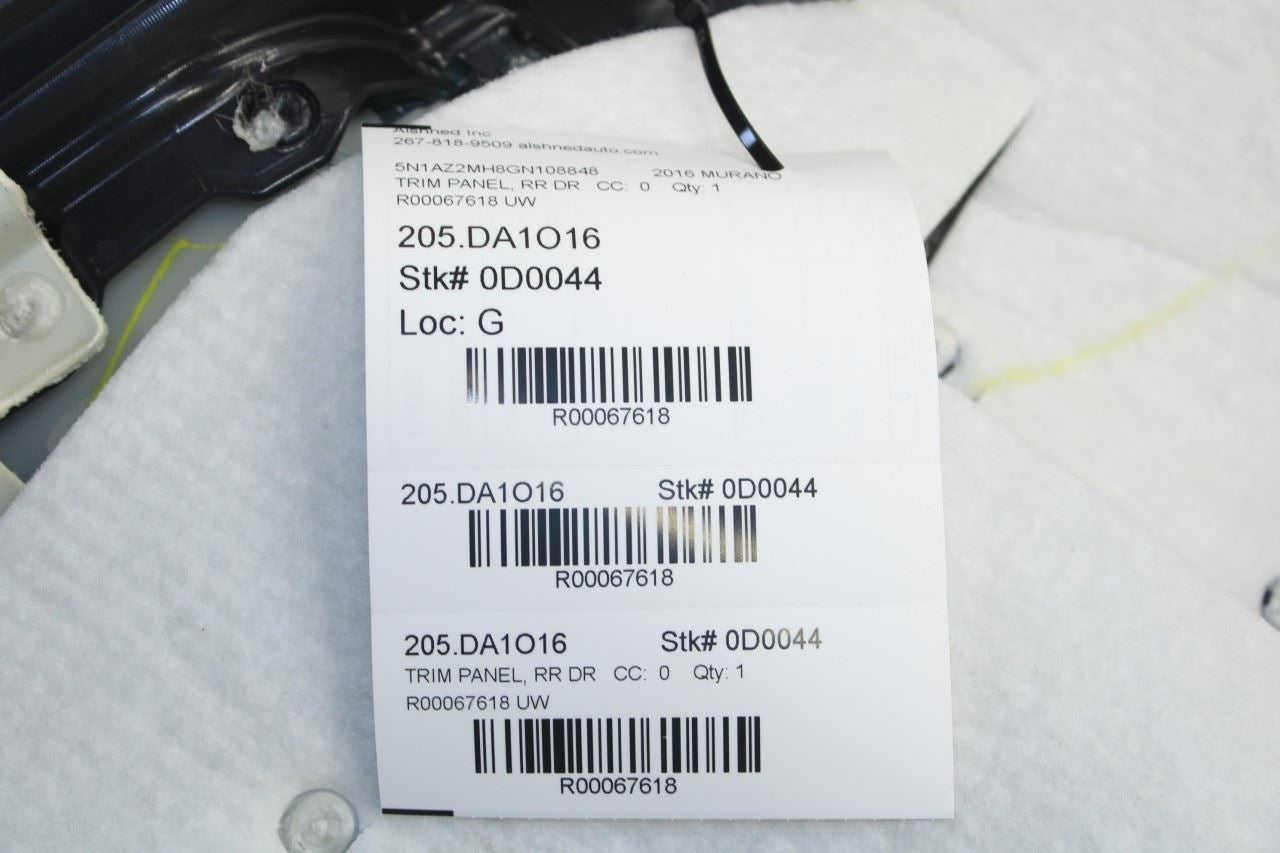 2015-2019 Nissan Murano Platinum Rear Left Driver Door Trim Panel 82901-5AA2D - Alshned Auto Parts