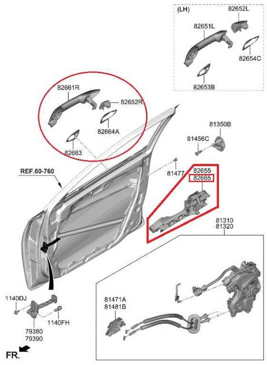 2019-2024 Kia Forte LXS Front Right Side Exterior Door Handle 82661-M6310 OEM - Alshned Auto Parts