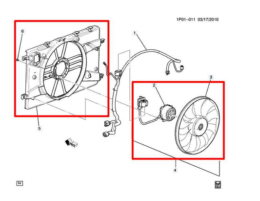 2011-2016 Chevrolet Cruze 1.8L Radiator Cooling Fan Motor Assembly 13289627 OEM - Alshned Auto Parts
