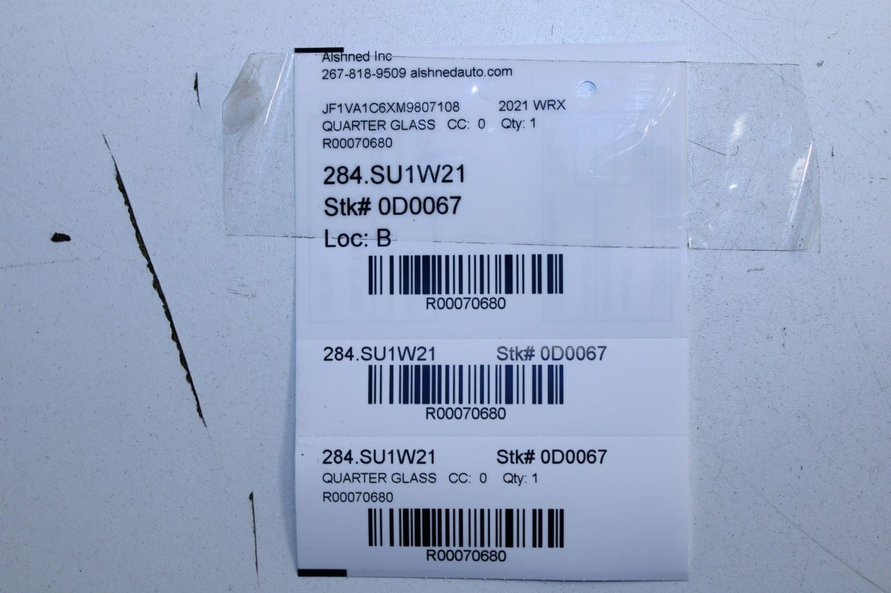 2015-2021 Subaru WRX Premium Rear Left Side Door Quarter Window Glass 62012VA310 - Alshned Auto Parts