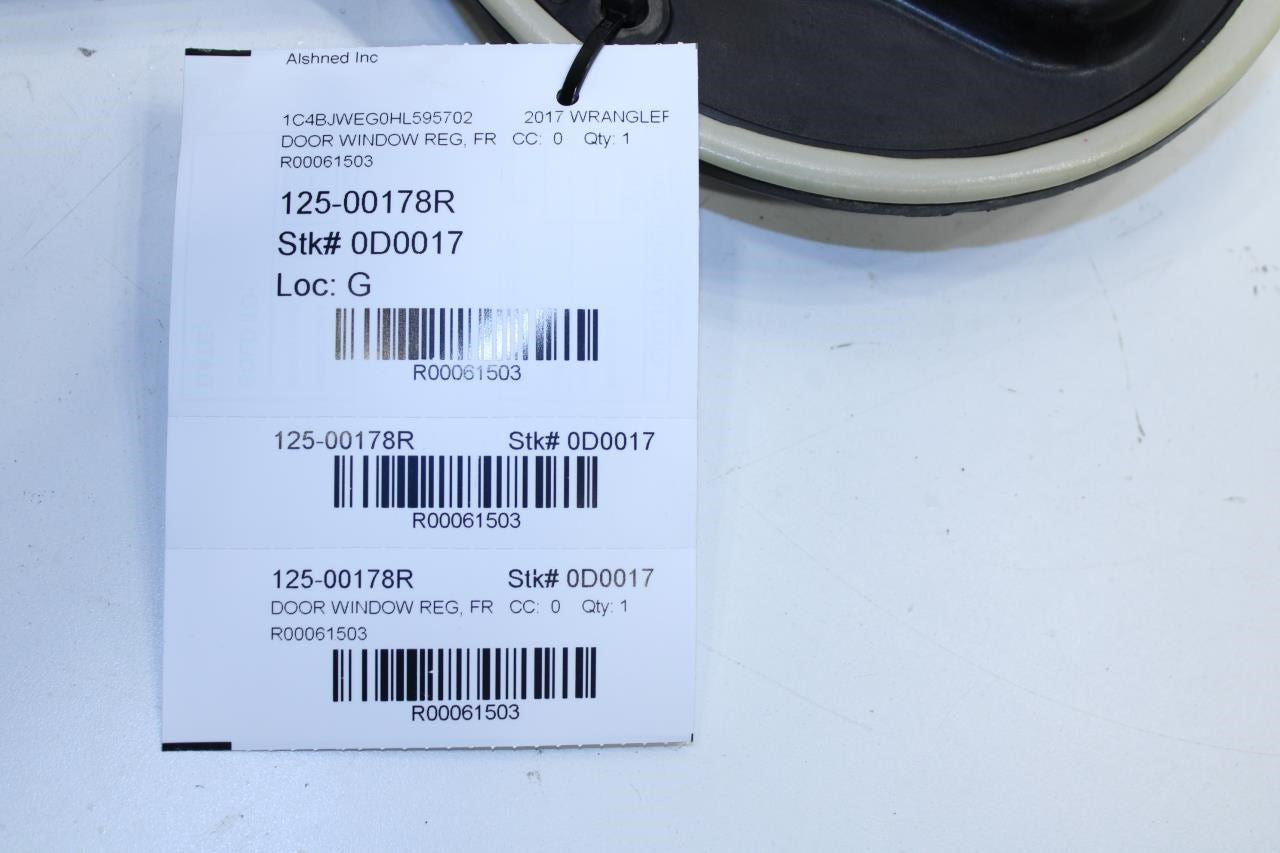 09-18 Jeep Wrangler Sahara Front RH Door Window Regulator w/ Carrier 68244606AB - Alshned Auto Parts