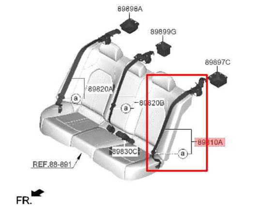 2020-22 Hyundai Sonata SE Rear Left 2nd Row Seat Belt Retractor 89810-L0000-NNB - Alshned Auto Parts
